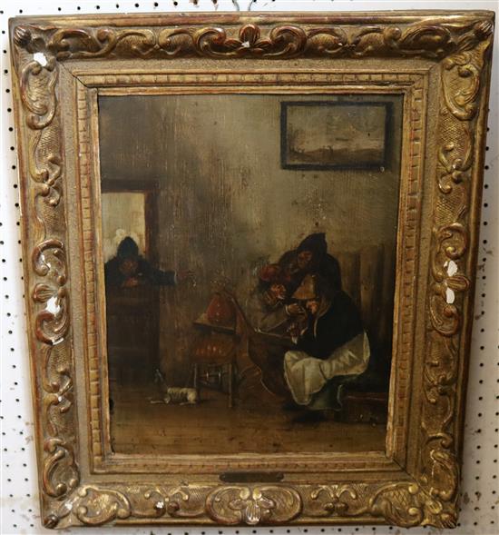 Follower of Jan Steen, oil on panel, Tavern interior scene
